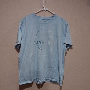 Carhartt Mens Blue T-Shirt Loose Fit Size XL Logo Casual Summer Comfort Work
